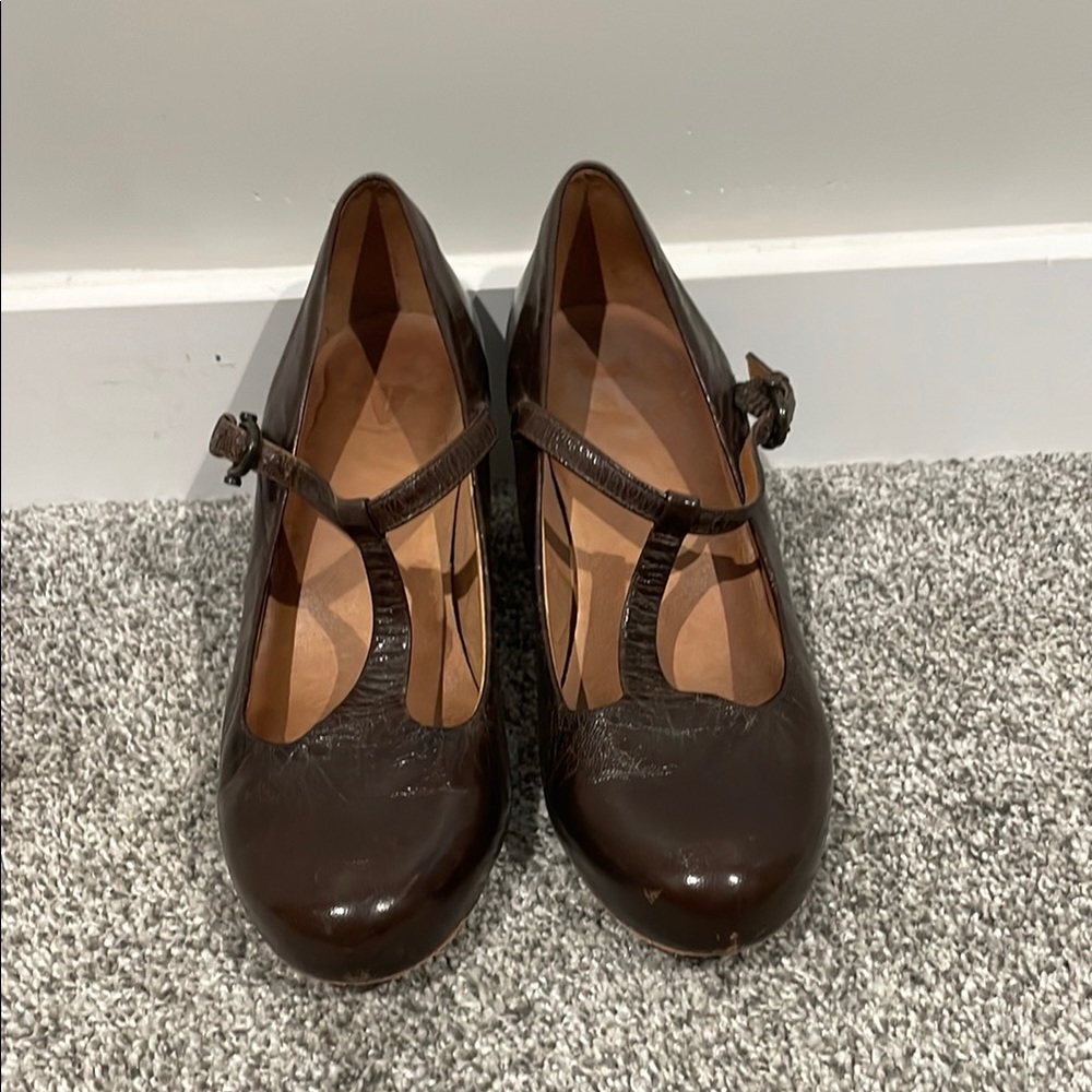 Frye T-strap leather heels